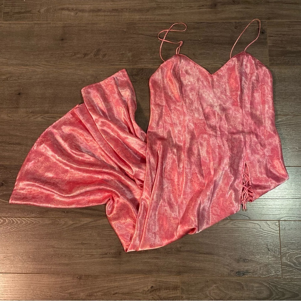 Vintage LaSenza Lingerie maxi slip dress pink Barbiecore‎ glam chic nightie